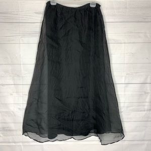 Eileen Fisher black silk maxi skirt size small